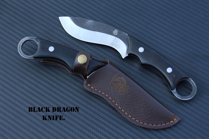 มีดพกทรงคลาสสิค BLACK DRAGON ใบรมดำ ด้ามไม้อย่างดี ขนาด 8.5 นิ้ว พร้อมซองหนัง