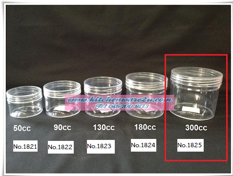 P05739 กระปุกกลมใสฝาเกลียว (8.5*8.5*7.5 cm) ความจุ 300cc พลาสติกเนื้อแข็ง No.1825 (ราคาขายส่งต่อ 1 ลัง: 12 โหล :144 ใบ:เฉลี่ย 12.5 บต่อใบ)