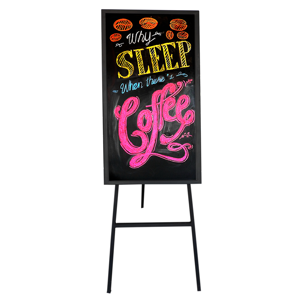 Rectangle Steel Blackboard + Height stands 41.5 x 82.5 x 135 cm.