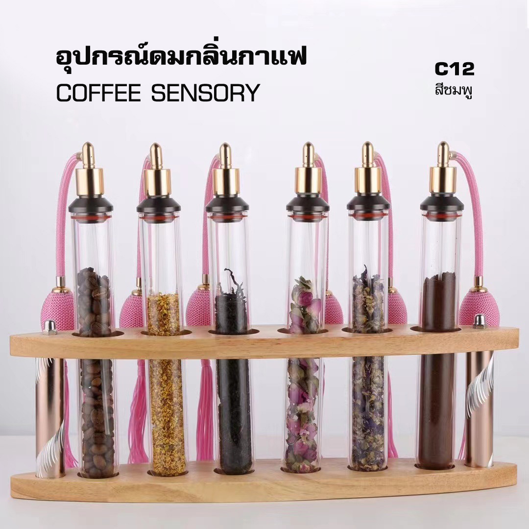 หลอดแก้ว อุปกรณ์ดมกลิ่น ทดสอบกาแฟ พร้อมชั้นวาง