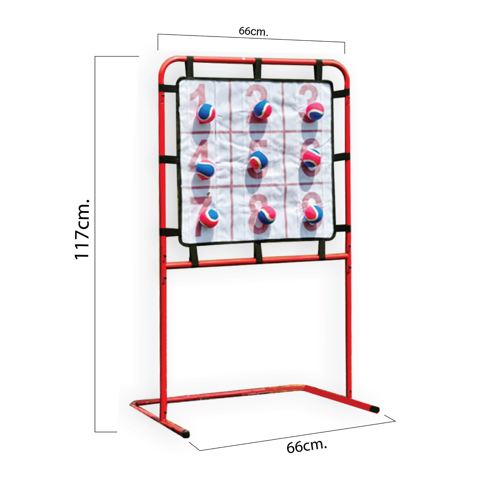 เกมส์ปาบอล ตั้งพื้น ถอดประกอบได้ ขนาด (W) 66 x (H) 117 cm. พร้อมลูกบอล 12 ลูก ถอดประกอบได้ เคลื่อนย้ายสะดวก