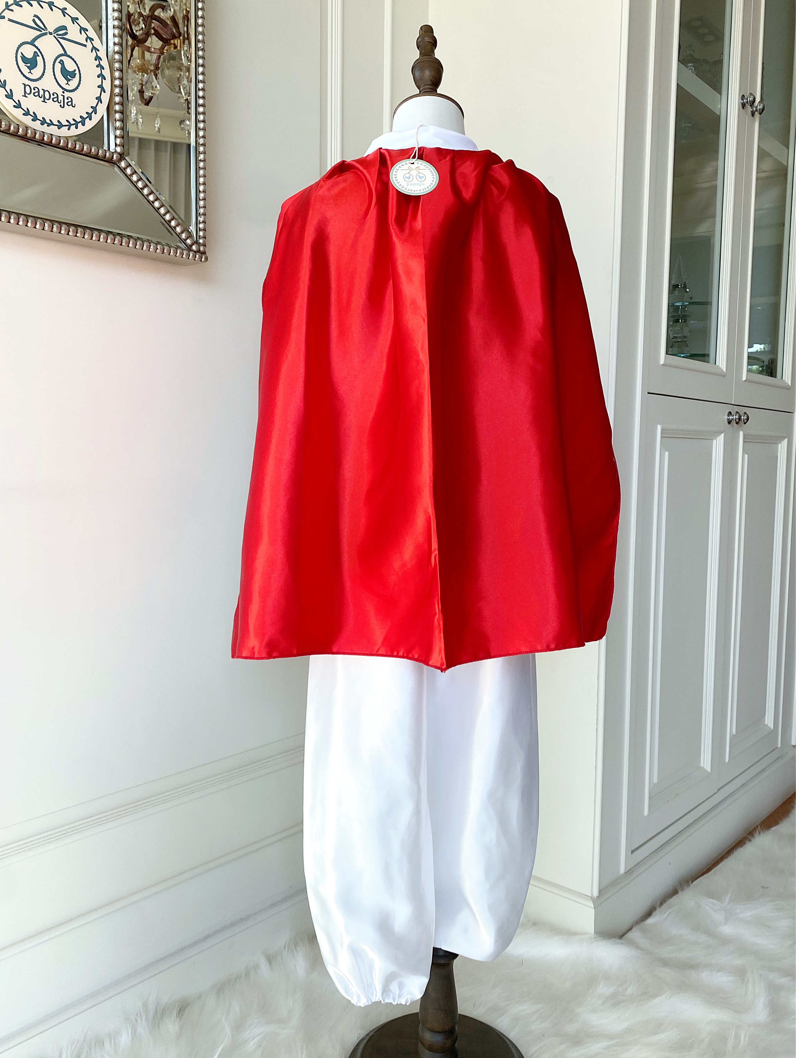 ชุดเจ้าชายรูปงามกั้กสีน้ำเงินและผ้าพันคอสีแดง ครบเซต ผ้าคลุม/มงกุฏ/คฑา/รองเท้าบูตเทียม