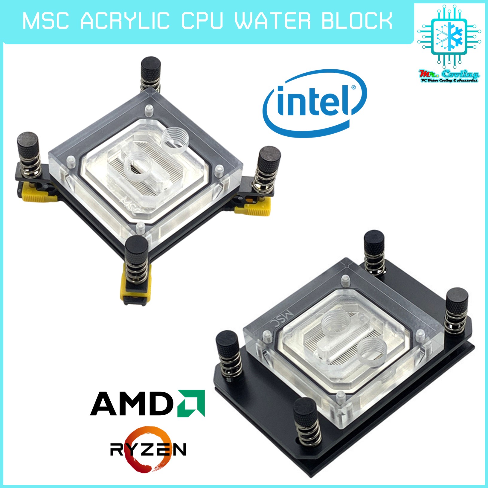 บล็อกน้ำCPU อะคริลิค MSC Acrylic Water Block for CPU Water Cooling [intel] and [AMD]
