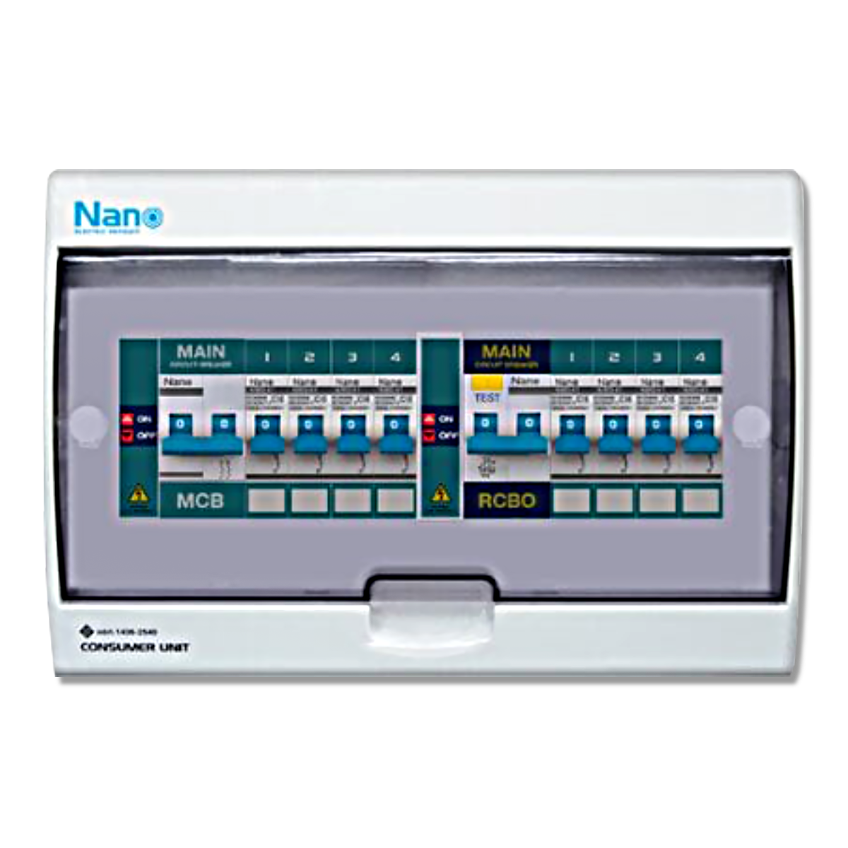 NANO ตู้คอนซูมเมอร์ยูนิต Split Bus (Main MCB+4 MCB & Main RCBO+4 MCB)
