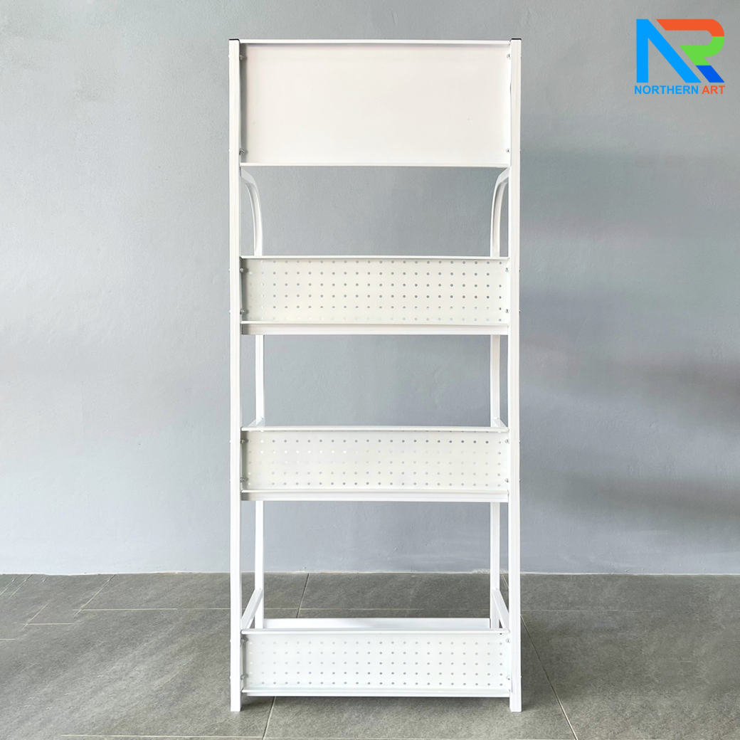 ชั้นวางสินค้าเหล็ก 3 ชั้น สีขาว ขนาด (W)60 x (D)30 x (H)150 ซม. ถอดประกอบได้
