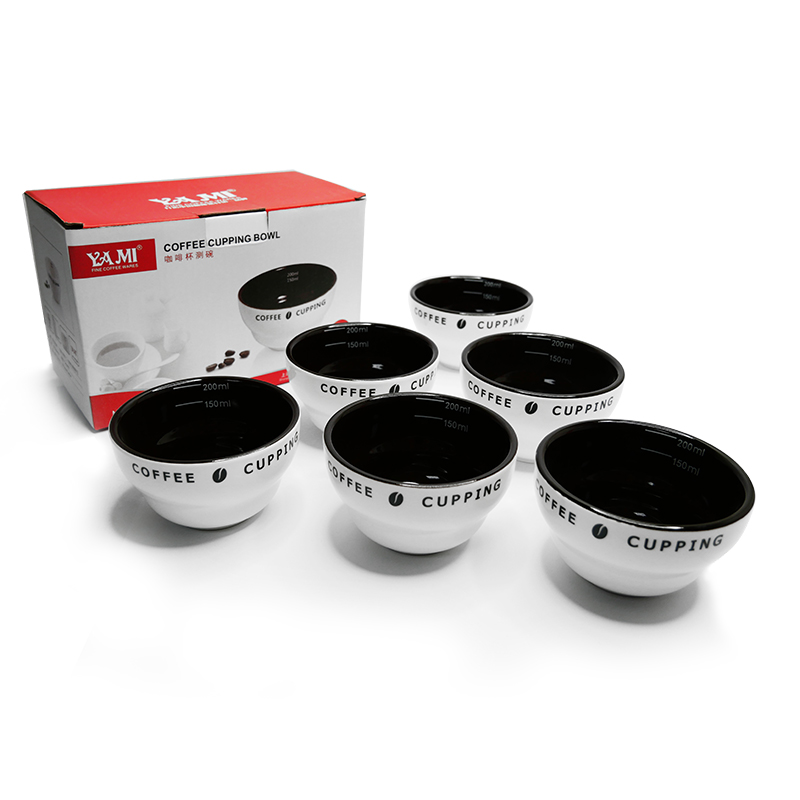ถ้วยคัปปิ้ง ทดสอบรสชาติกาแฟ 150-200ml ชุด 6 ใบ สีขาว ด้านในสีดำ
