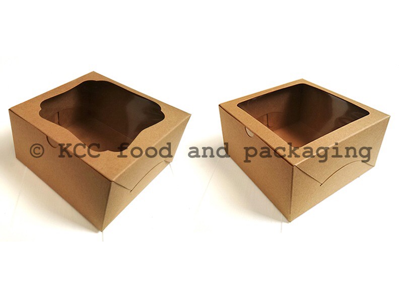 KB (11-1 , 11-2) เหลี่ยม / หยัก - กล่องเค้ก คราฟท์ 1/2 ปอนด์ (10ใบ) - Ido