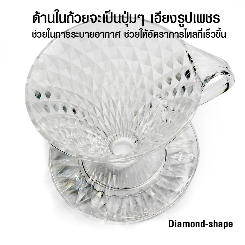 ถ้วยกรองกาแฟ คริสตัลสไตล์ V60 ทรงเพชร 2-4 คัพ