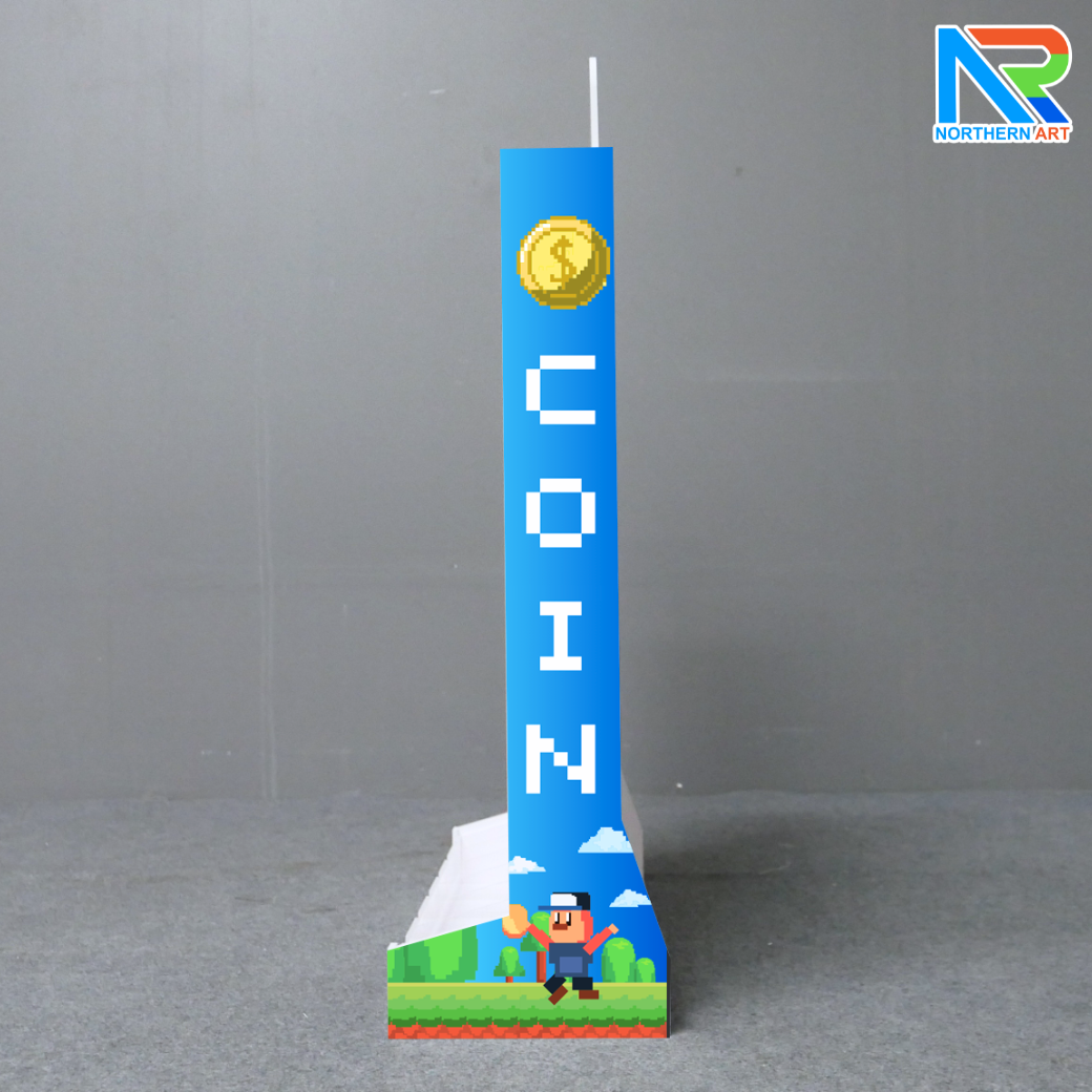 เกมส์หย่อนเหรียญตั้งโต๊ะ ขนาด (W)50 X (D)20 X (H)75 cm. พร้อมเหรียญพลาสติกคละสี 10 เหรียญ