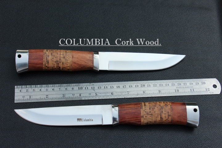 มีดใบตาย COLUMBIA CORK WOOD. ด้ามไม้ครอบสแตนเลสปัดเงา ด้ามไม้ก๊อก ขนาด 11 นิ้ว