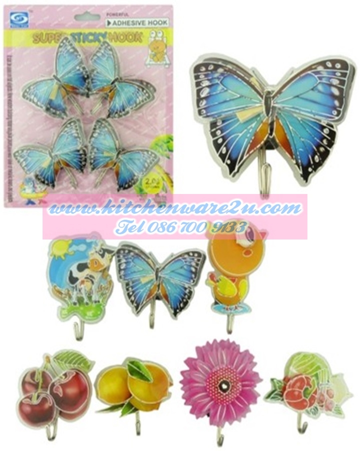 P08232 ตะขอเดี่ยว 3D 4ชิ้น HY344-43 (ราคาขายส่งต่อ 12 ชุด) 180บ/โหล ขายส่ง 15 ขายส่งทุกอย่าง 20 บาท)
