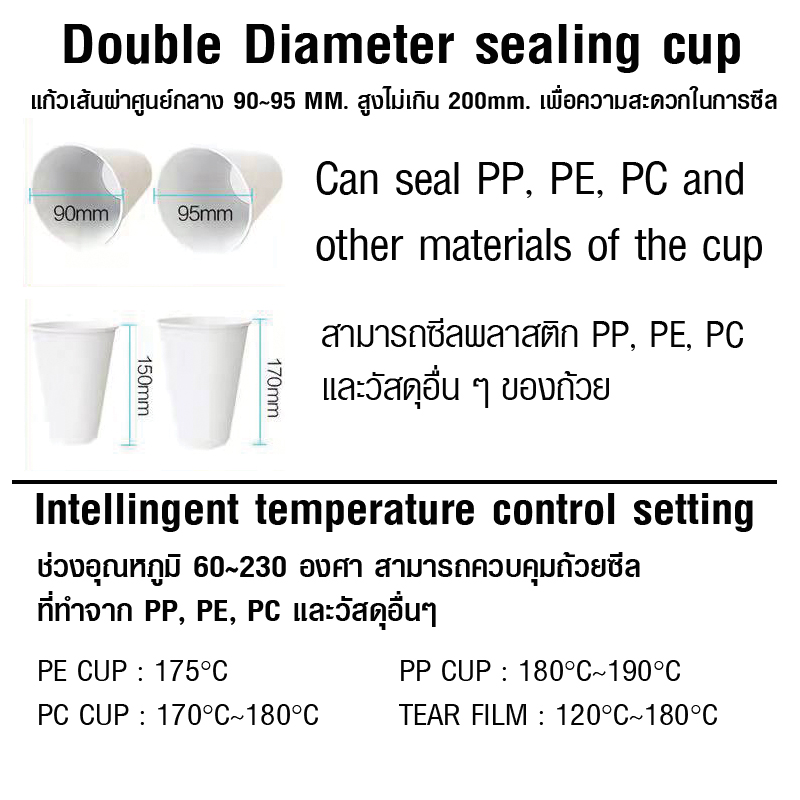 เครื่องซีลแก้วอัตโนมัติ สองโหมดการทำงาน ระะบบนับจำนวน 350W