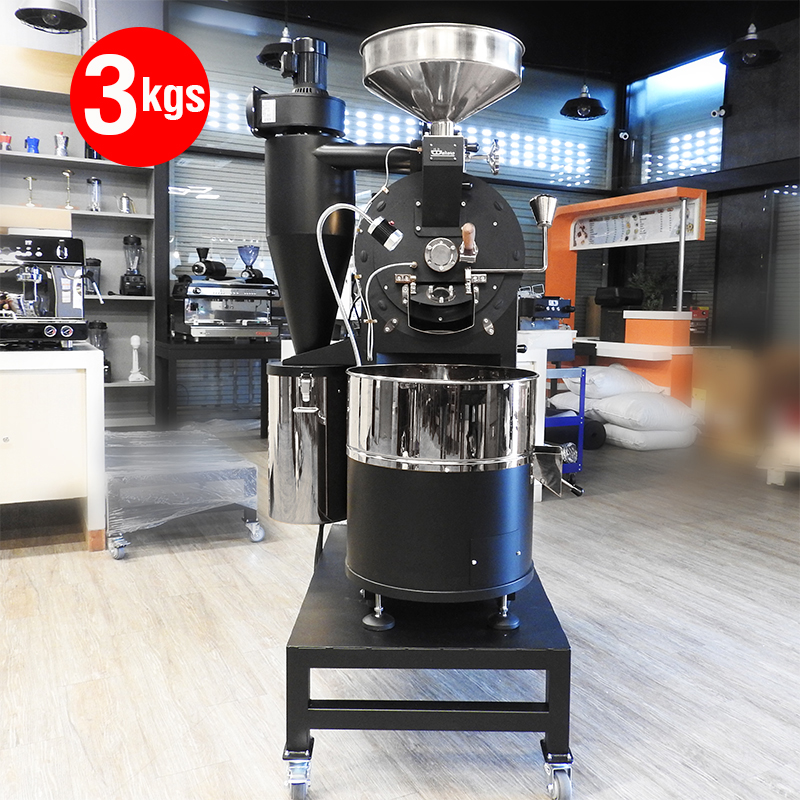 เครื่องคั่วกาแฟ 3 กิโลกรัม แก๊ส มีระบบเชื่อมต่อคอมพิวเตอร์เพื่อควบคุมการคั่ว