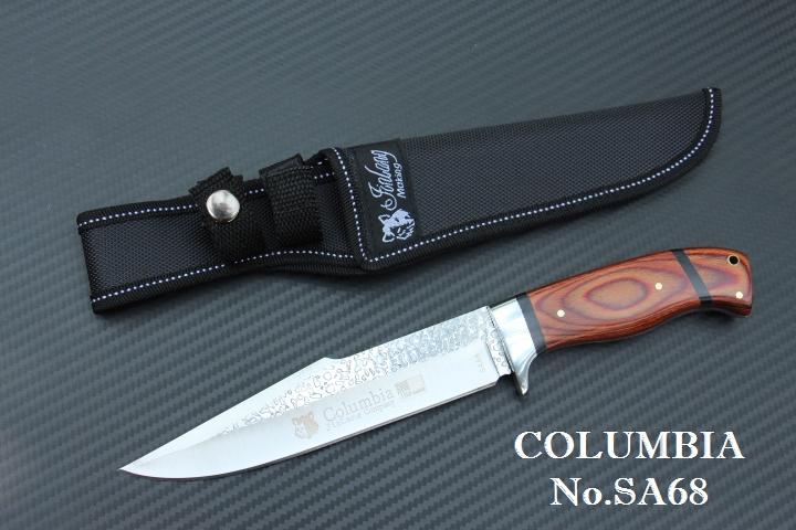 มีด COLUMBIA รุ่น SA68 ใบตอกลายขรุขระ ด้ามไม้อย่างดี พร้อมซองไนลอน
