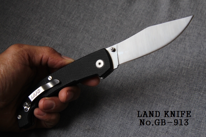 มีดพับ LAND รุ่น GB - 913 Stainless Steel ปลายแหลม ทรง Drop Piont ด้าจับ G10