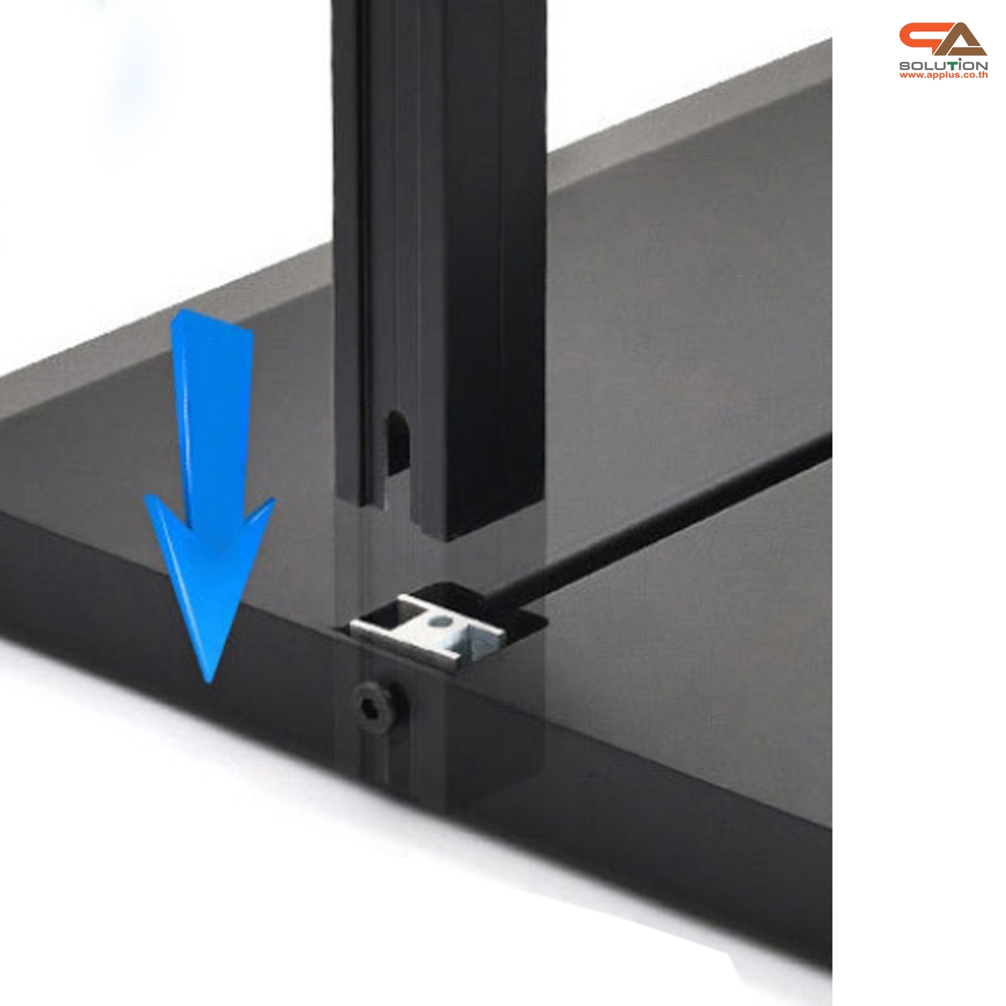 ป้ายตั้งพื้น ฐานเหลี่ยม สีดำ ขนาด (W)100 x (H) 200 cm. โชว์งานพิมพ์ 2 ด้าน ถอดประกอบได้ เคลื่อนย้ายสะดวก