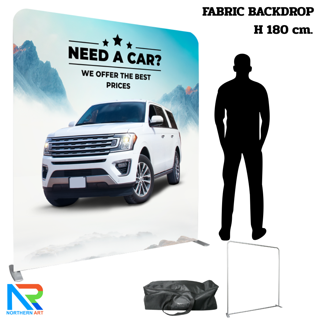 แบคดรอปผ้า (Fabric Backdrop) รุ่นตรง Savvy ขนาด (H)180 x (W)120-1000 cm. โครงอะลูมิเนียม ถอดประกอบได้ แถมฟรี! กระเป๋าใส่อุปกรณ์ 1 ใบ