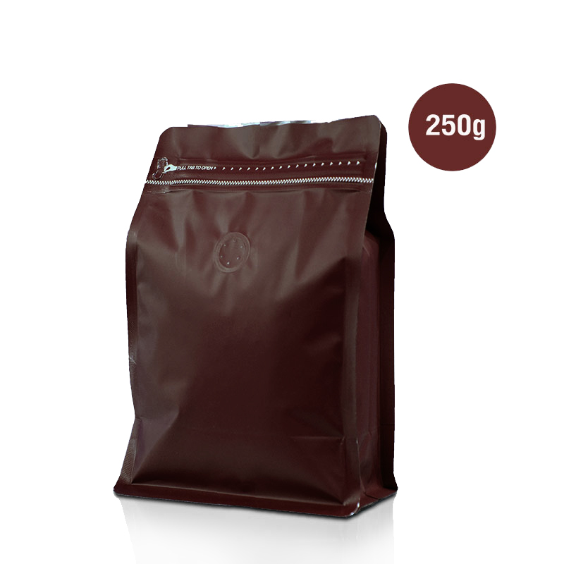 Cube Series coffee bag 250g with valve, zip lock, can stand, expandable beside (50PCS Per Pack)