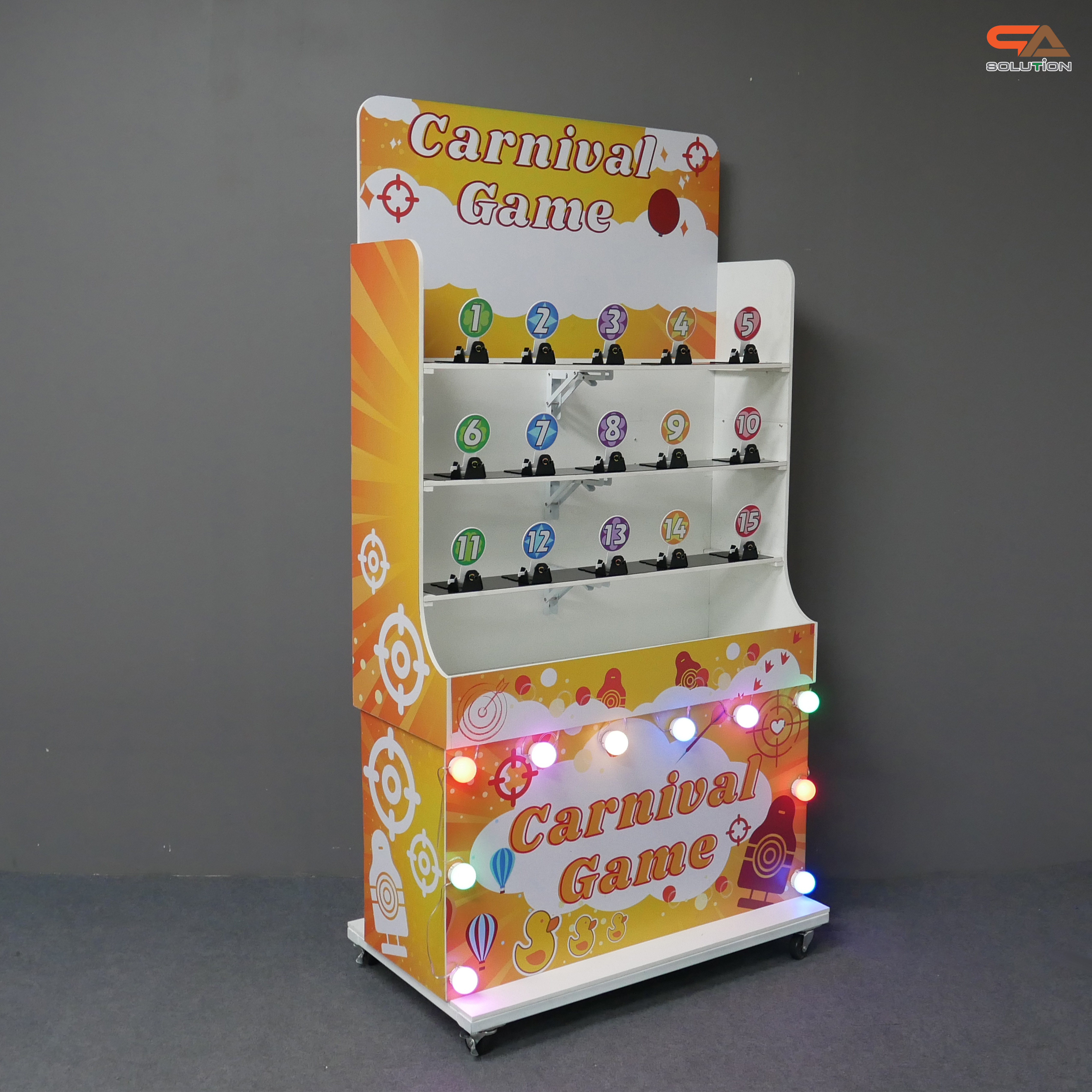 เกมส์ CARNIVAL GAME ยิงเป้าเหล็กกลม ขนาด (W) 90 x (L)50 x (H)176 cm. พร้อมเป้าเหล็กกลม 15 อัน ปืนกระสุนโฟม 2 ชุด