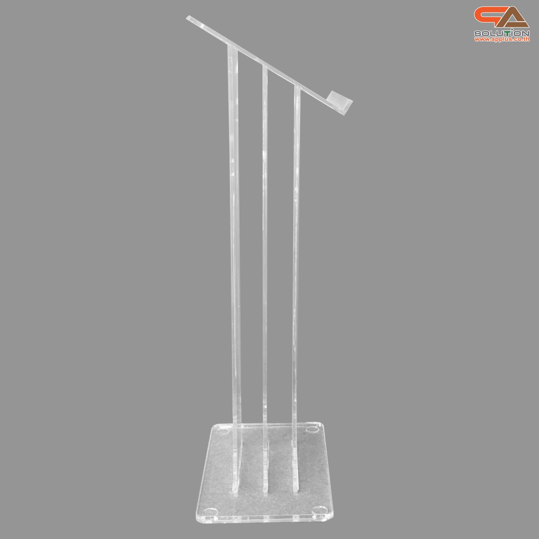 โพเดียม อะคริลิคใส AC-02 ขนาด(W)60 x (L)40 x (H)123 cm. TOP เอียงพร้อมกันตก วัสดุอะคริลิคใส หนา 10-20 มม.