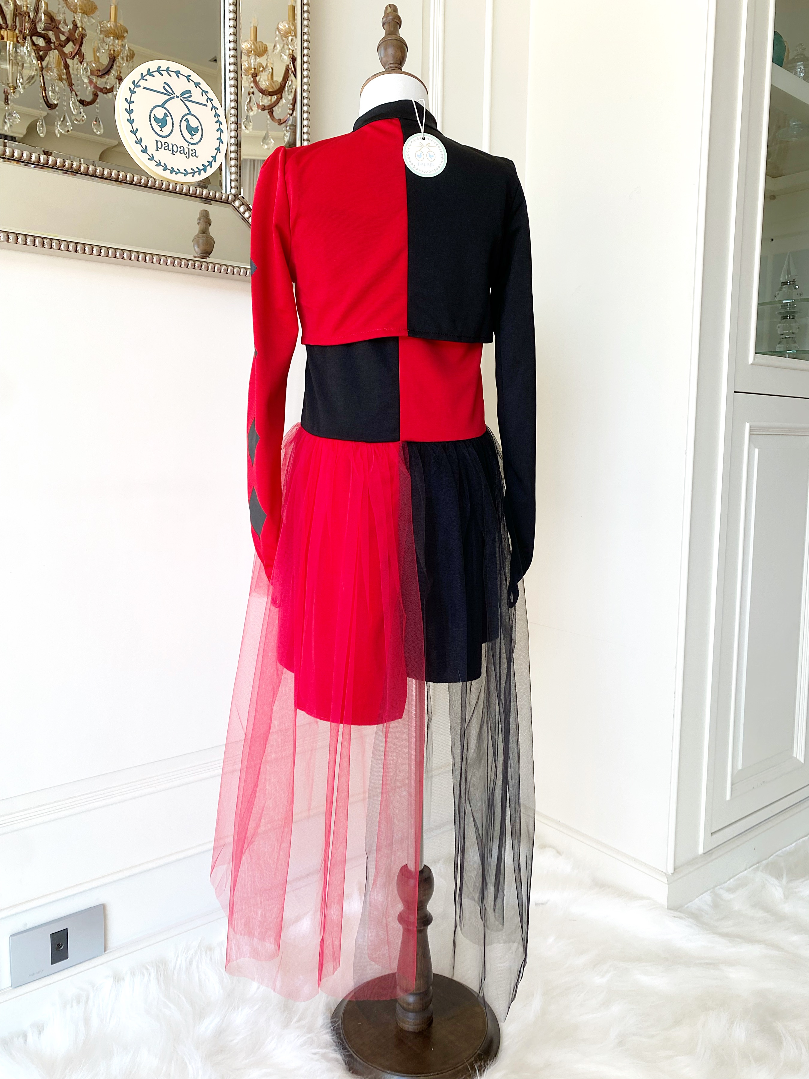 (HW) ชุดฮาโลวีน&คอสเพลย์ ชุดธีมโจ๊กเกอร์โทนแดงดำ (Joker) โทนแดงดำ พร้อมที่คาดผม