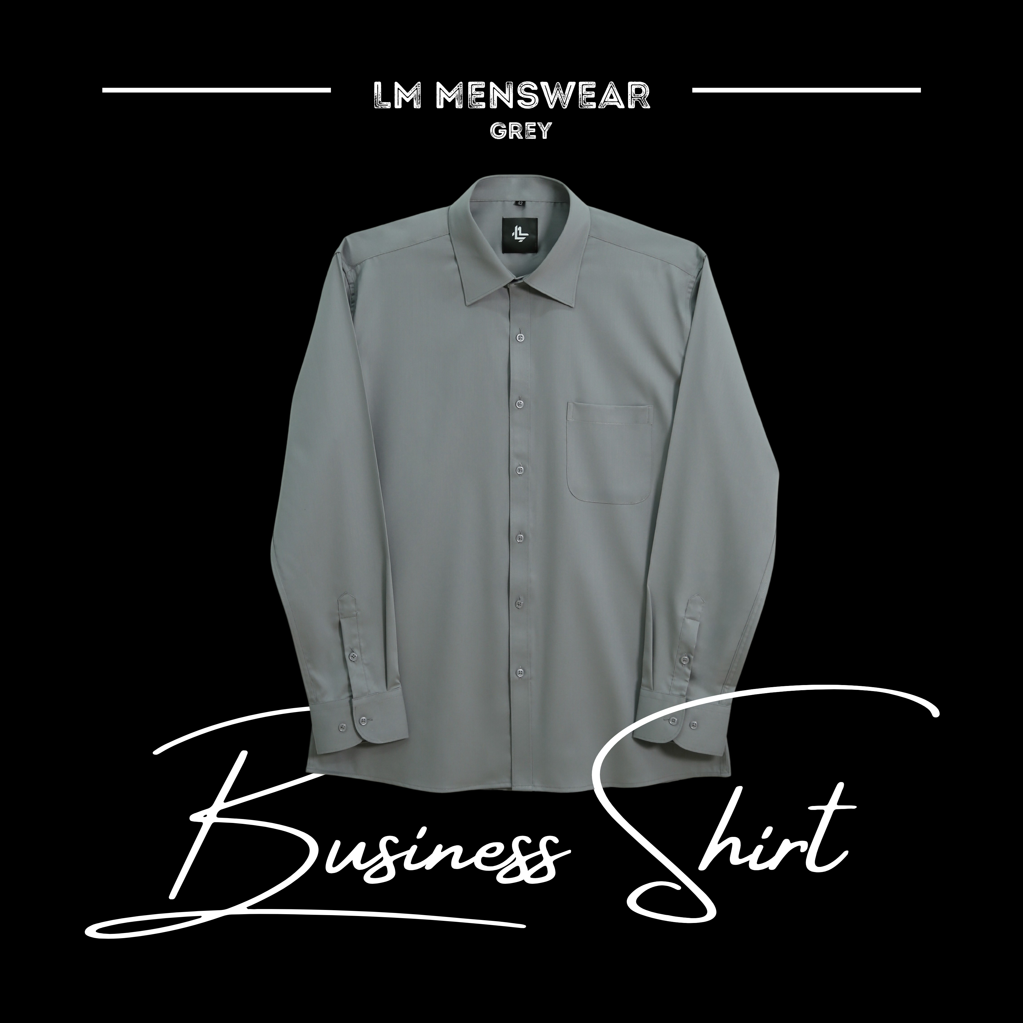 Business Shirt เสื้อเชิ้ต รุ่นบิสเนส โทนสีดำ เทา ปก Semi-Spread Collar ทางการ เหมาะสำหรับใส่เน็คไทด์