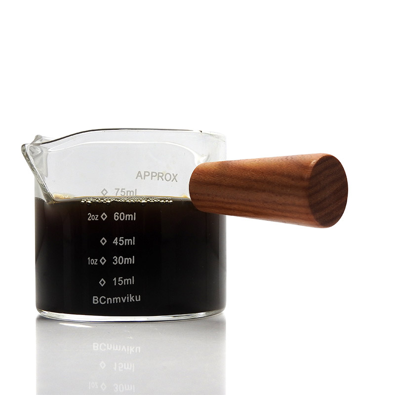 แก้วตวง สองปากเท แก้วช็อต ด้ามไม้ 75 มิลลิลิตร