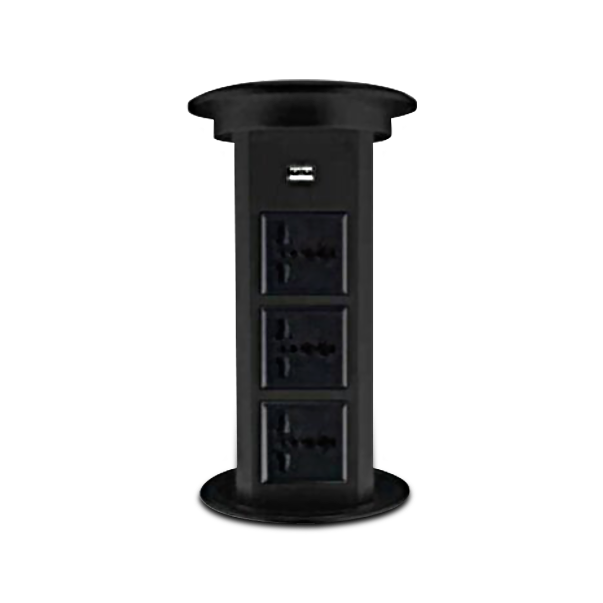 NANO เต้ารับฝังโต๊ะ 3 เต้ารับ+USB 1 ช่อง+แท่นชาร์จไร้สาย สีดำ รุ่น S-03B