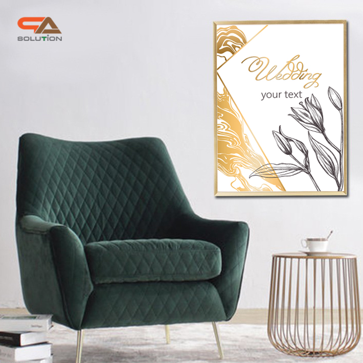 กรอบอะลูมิเนียม กรอบโปสเตอร์ กรอบรูป SNAP FRAME รุ่น B สีทอง สอดงานพิมพ์ด้านบน น้ำหนักเบา ติดตั้งง่าย ไม่ต้องเจาะผนัง