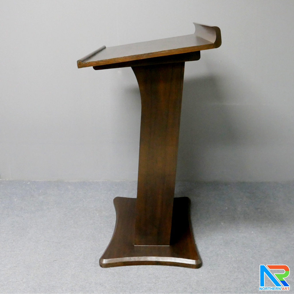 โพเดียมไม้ ยืนคู่ TOP เอียง สีโอ๊ค ขนาด (W)90 x (L)55 x (H)124 cm.