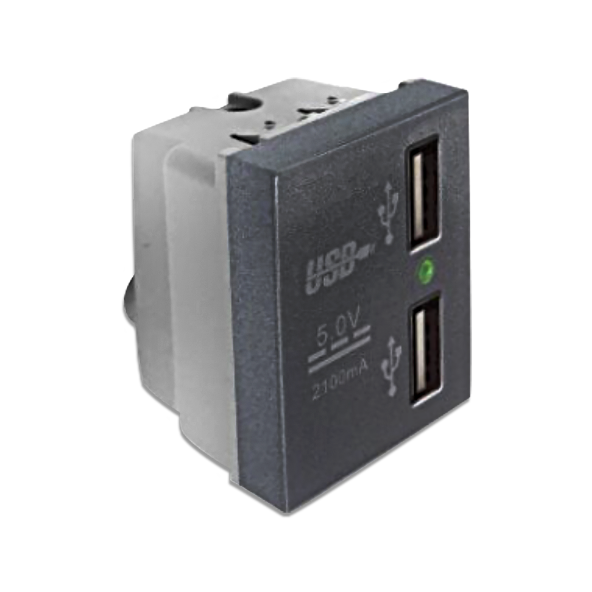 NANO เต้ารับ USB 2.1A 5V ขนาด 1.5 ช่อง Urban series สีดำ รุ่น UR-USB02B