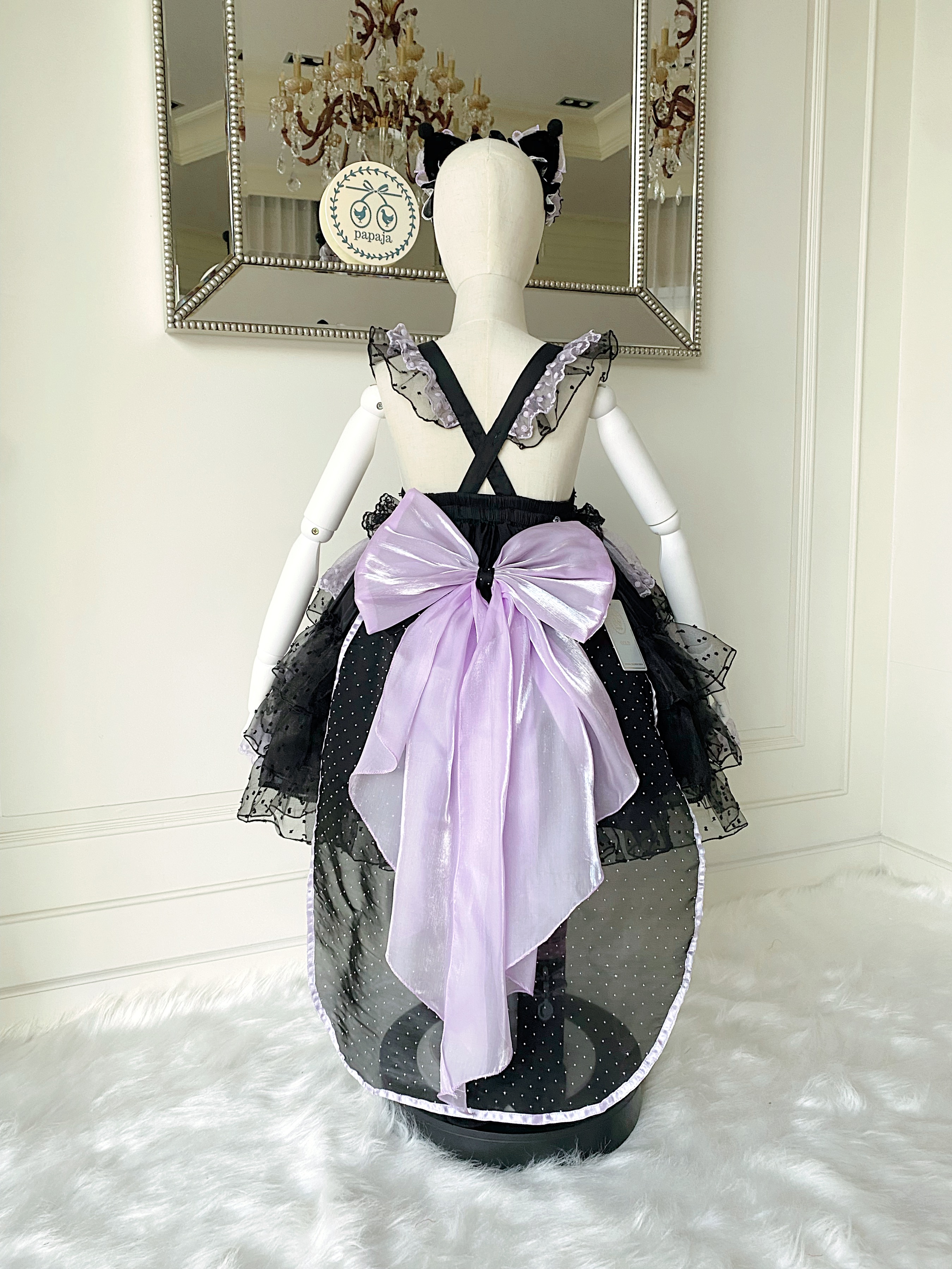 (HW) (เซต 3 ชิ้น) ชุดคอสเพลย์งานไฮพรีเมี่ยม คุโรมิ Kuromi ครบเซต (ชุด+ที่คาดผม+ถุงเท้า)