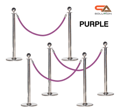 เช่าเสากั้นบริเขต สแตนเลสหัวกลมสีเงิน พร้อมสายผ้าคล้อง สีแดง ดำ น้ำเงิน ม่วง ชมพู ขาว ( ราคาต่อเสา )