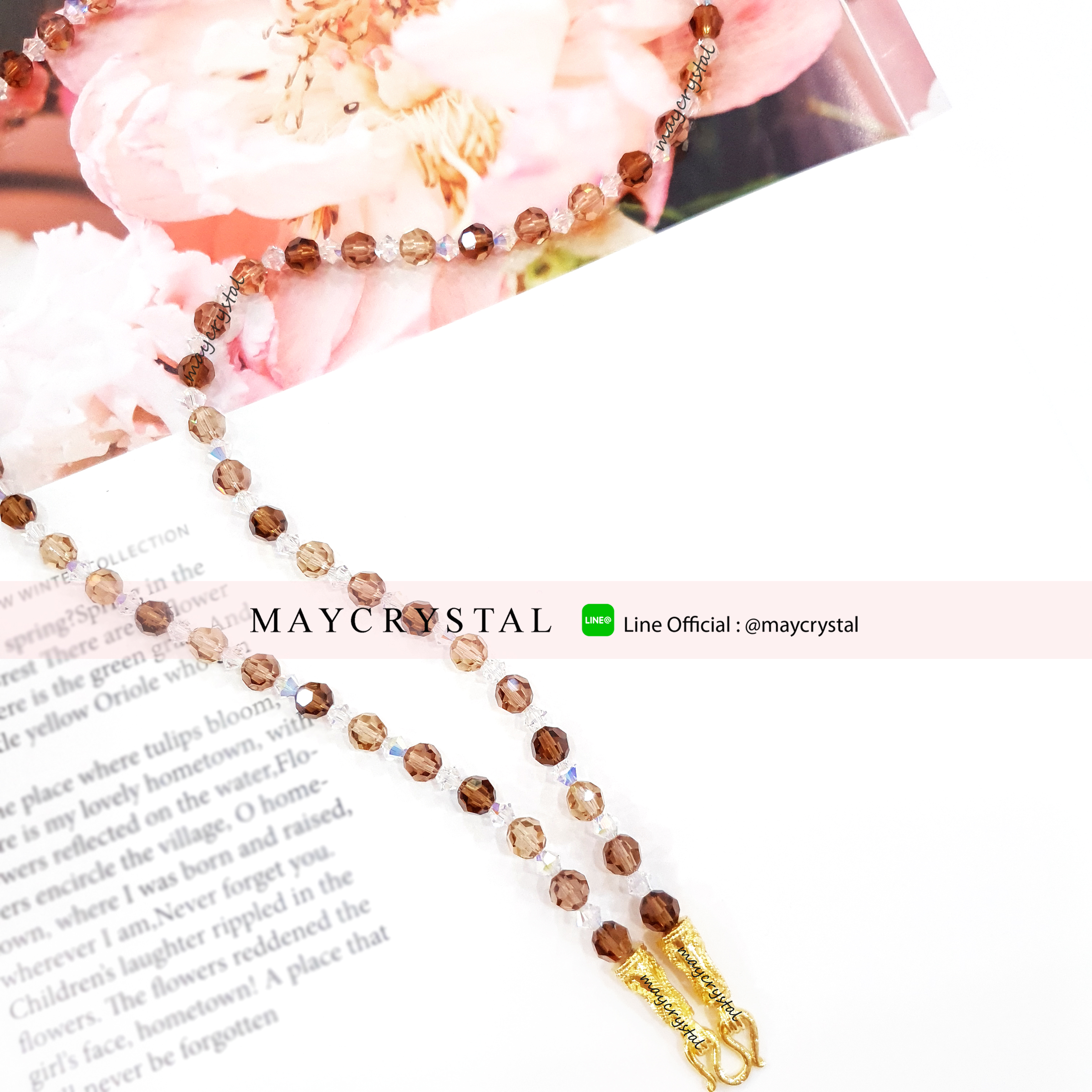 สร้อยคอคล้องพระ คริสตัลแท้จากยุโรป (Embellished with Crystals from Austria)
