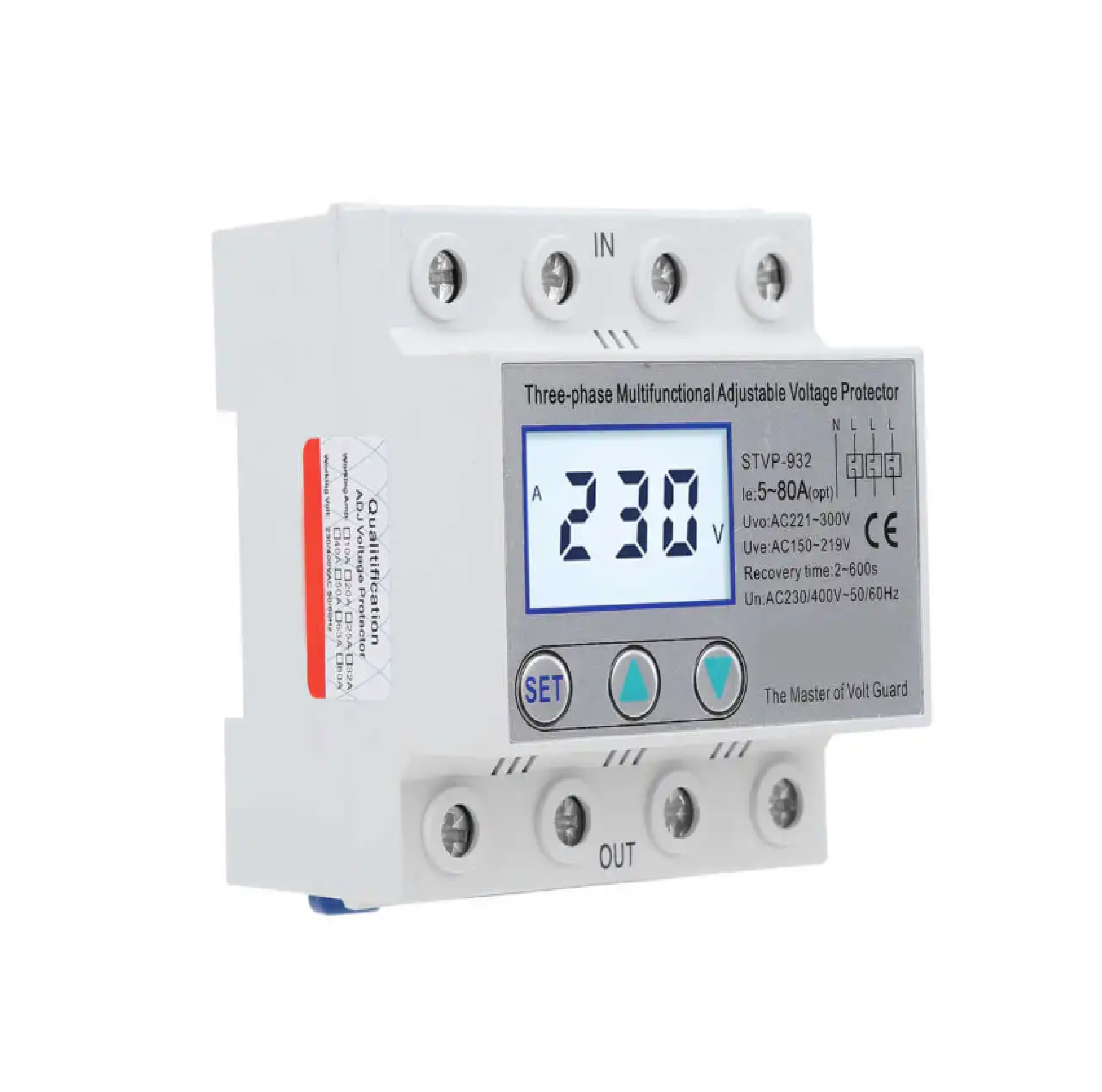 Sinotimer ตัดกันไฟตก ไฟเกิน รุ่น STVP932-63A 3P+N AC230/400V #ป้องกันโวลต์ตก โวลต์เกิน เท่านั้น