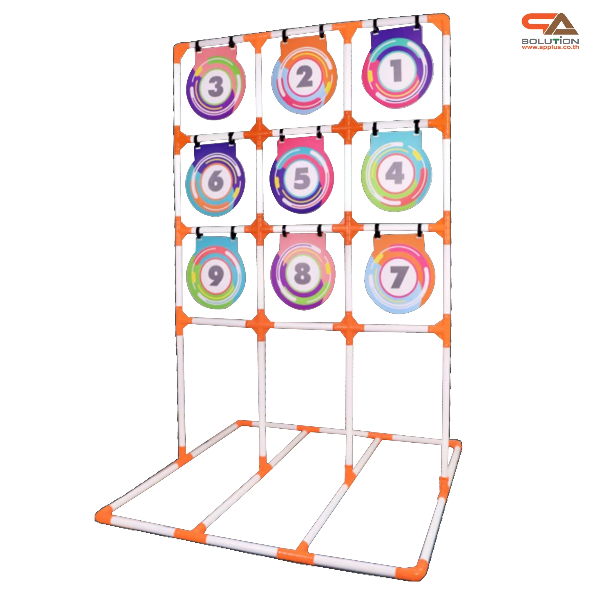 เกมส์จานร่อน ขนาด (W)110 x (D)114 x (H)166 cm. โครงพลาสติก ถอดประกอบได้ พร้อมกระเป๋าใส่อุปกรณ์ 1 ใบ