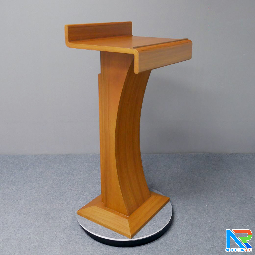 โพเดียมไม้ สีสัก ทรงโมเดิร์น TOPตรง ขนาด (W)55 x (L)42 cm. สูง 111 cm.