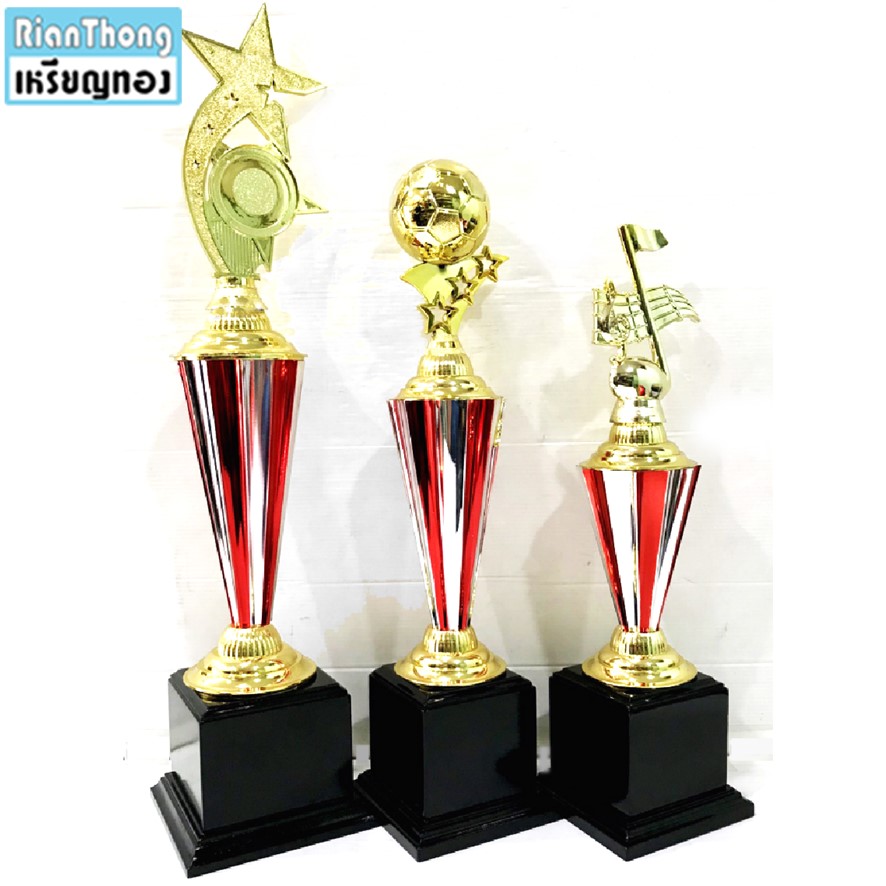 TPL1231P ถ้วยรางวัลเนื้อพลาสติก ลายแดงดัดกับสีเงิน