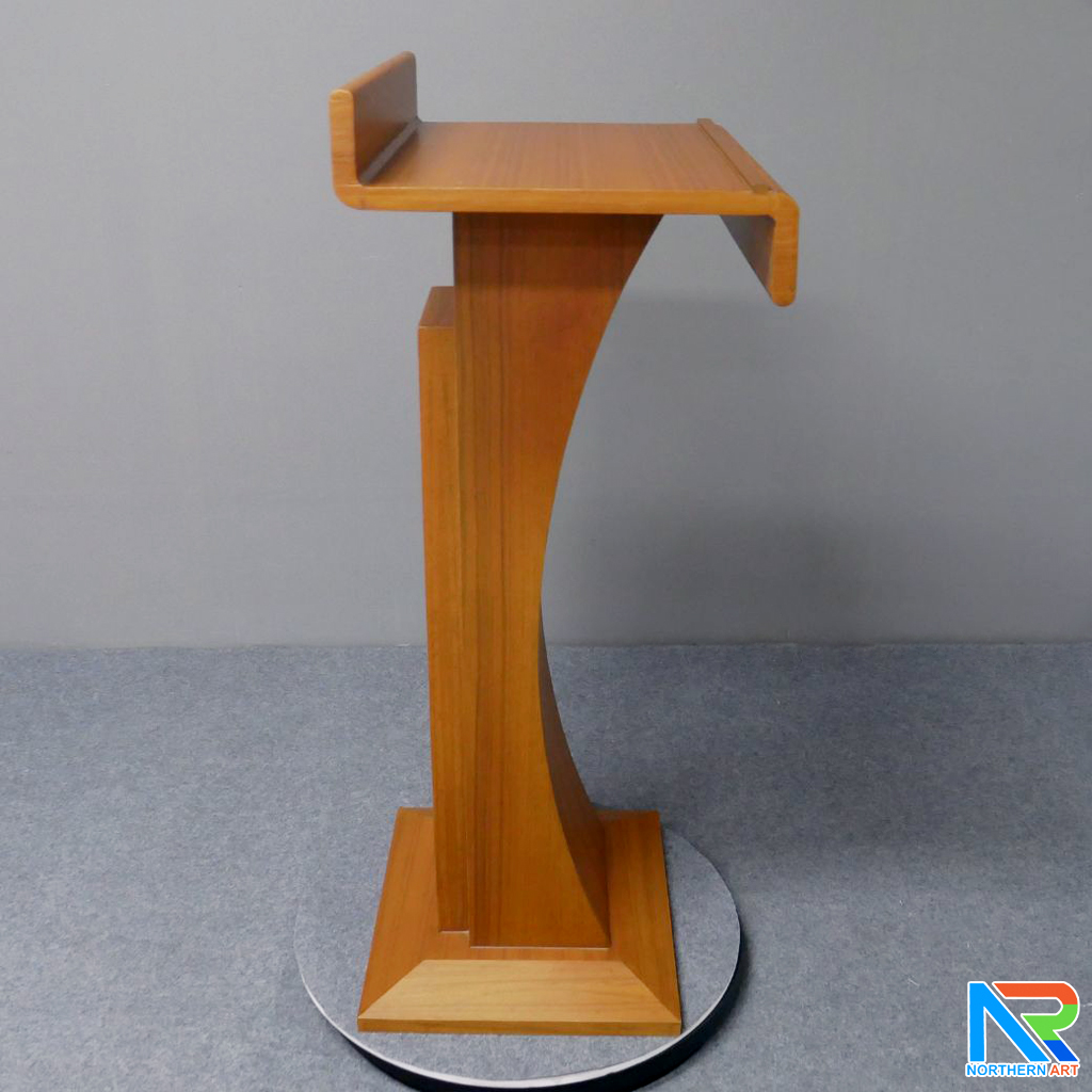 โพเดียมไม้ สีสัก ทรงโมเดิร์น TOPตรง ขนาด (W)55 x (L)42 cm. สูง 111 cm.