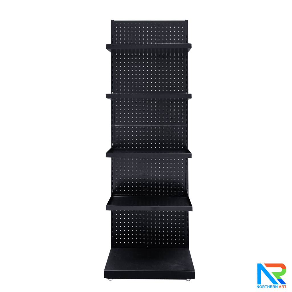 เช่าชั้นวางสินค้าเหล็ก ขนาด(W)50 x (D)25 x(H)150 cm. สีดำ ปรับจำนวนชั้นและขอแขวนได้ตามความต้องการ