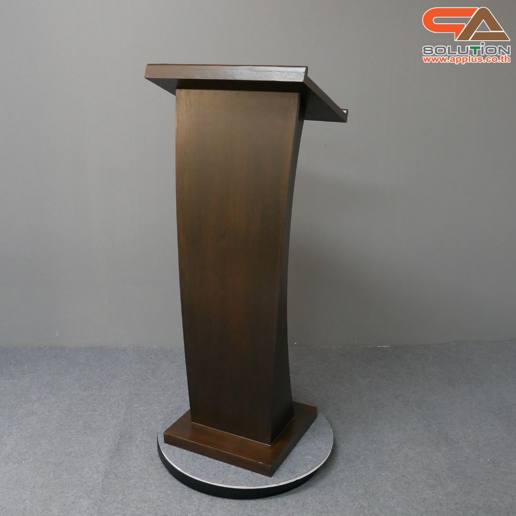 โพเดียมไม้ สีโอ๊ค ขนาด (W) 50 x (L) 40 x (H) 120ซม.TOP เอียง พร้อมชั้นวางของ