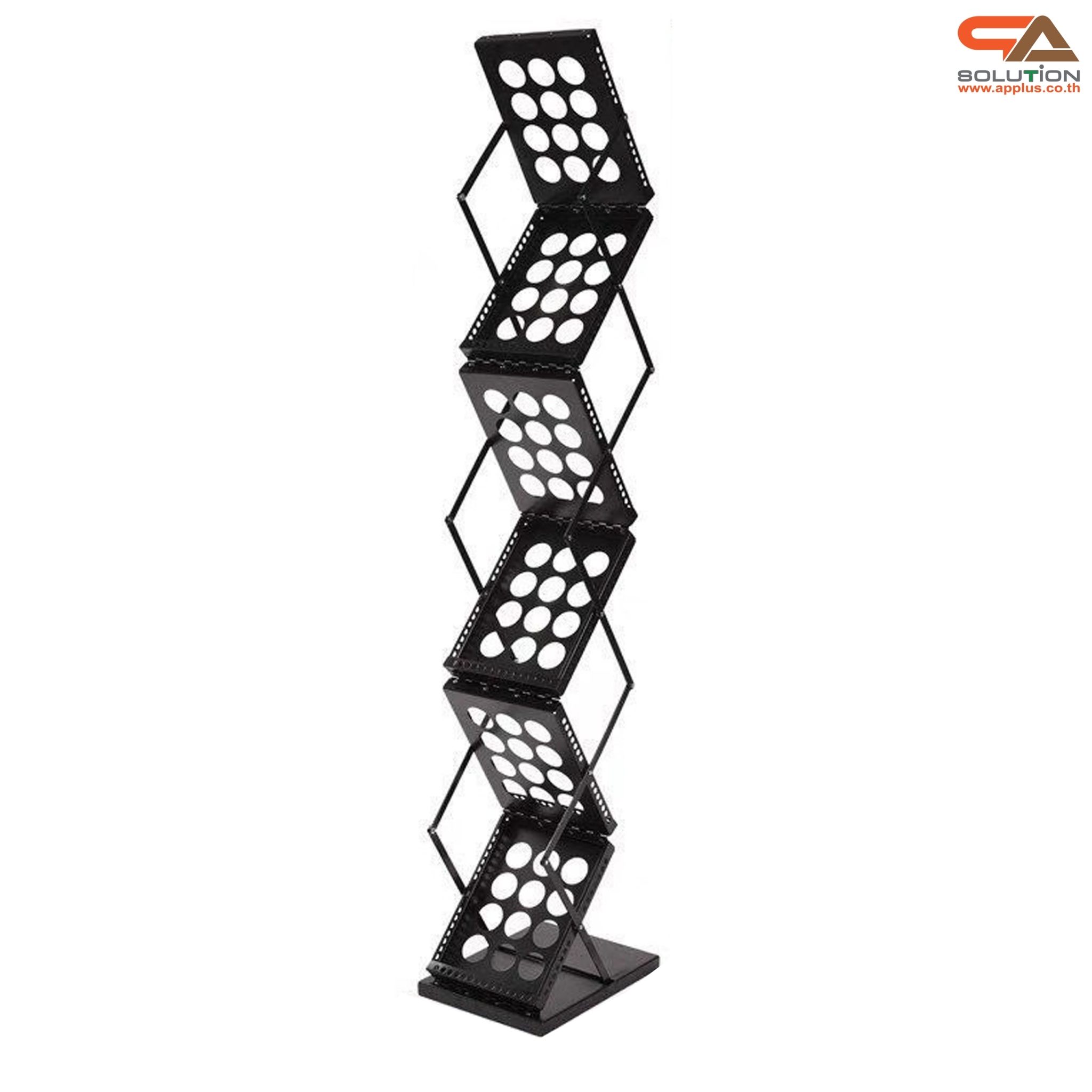 ชั้นวางโบรชัวร์เหล็ก สีดำ รุ่นพับได้ 2 ด้าน ขนาด A4 พับเก็บได้ เคลื่อนย้ายสะดวก พร้อมกระเป๋า 1 ใบ