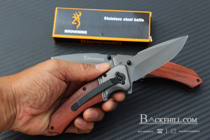 มีดพับด้ามไม้ BROWNING No.F82