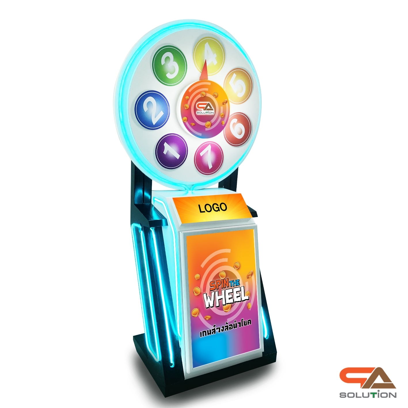 เช่าเกมส์วงล้อ มีไฟ มือหมุน ขนาด (W) 80 x (H) 162 ซม.พร้อมกรอบสแนปเฟรม สำหรับใส่ภาพด้านหน้า