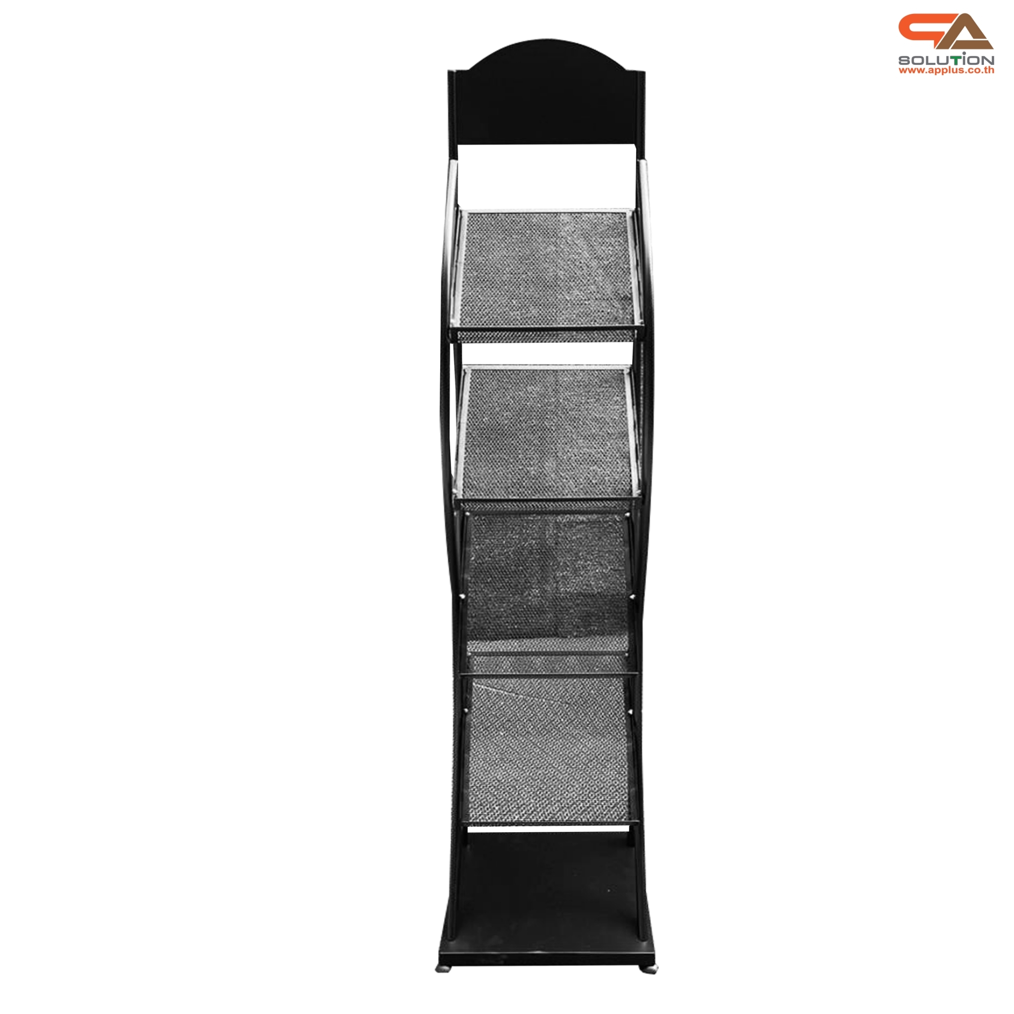ชั้นวางโบรชัวร์เหล็กA4 สีดำ 4 ชั้น ทรง S ขนาด (W)31.5 X (L)31 X (H)149 cm. ถอดประกอบได้