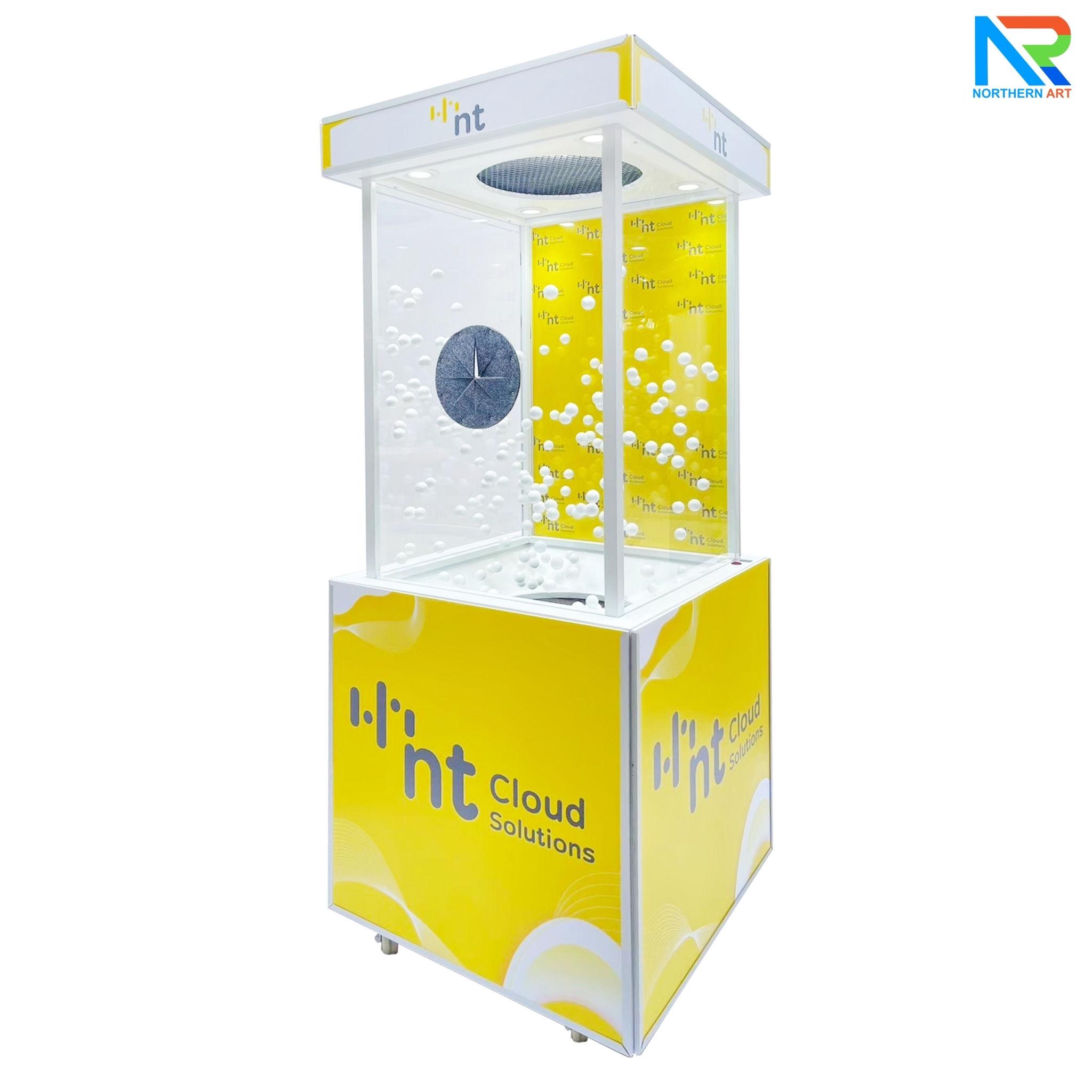 เช่าเกมส์ตู้ลม เช่าตู้ลมจับรางวัล (W)70 x (L)70 X (H)176 cm.พร้อมงานพิมพ์สติ๊กเกอร์ ไม่รวมบอลโฟม