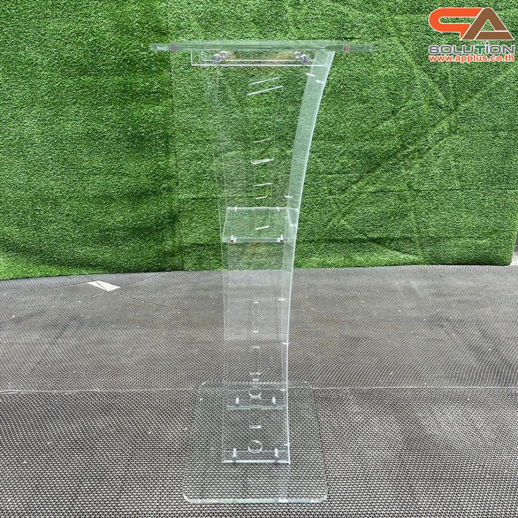 โพเดียมอะคริลิคใส รุ่น AC-11 ด้านหน้าอะคริลิคฝ้า TOP ตรง ขนาด (W)47 x (L)37 x (H)100 cm.