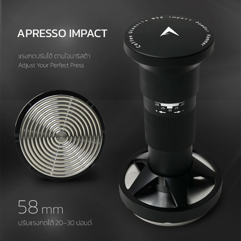 อุปกรณ์แทมเปอร์กาแฟ หัว SUS304 ลายเกลียว | APESSO IMPACT สำหรับบาริสต้า | ที่กดกาแฟสปริง
