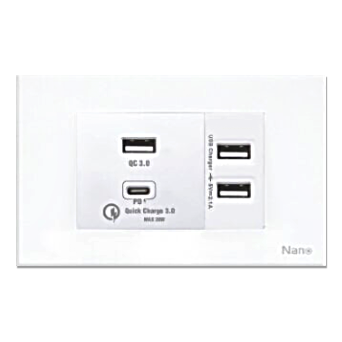 NANO ชุดเต้ารับ USB 2.1A 5V+เต้ารับ USB ชาร์จเร็ว 3.0 USB Type A+Type C Urban series สีขาว รุ่น CP-3A1C-W