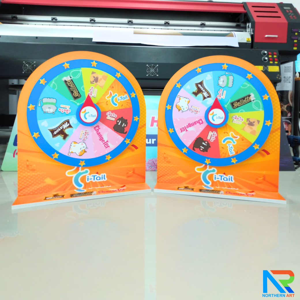 เกมส์วงล้อตั้งโต๊ะ ขนาด (W)58 x (D)20 x (H)65 ซม. วัสดุไม้MDF ปิดผิวเมลามีนสีขาว และ พลาสวูด